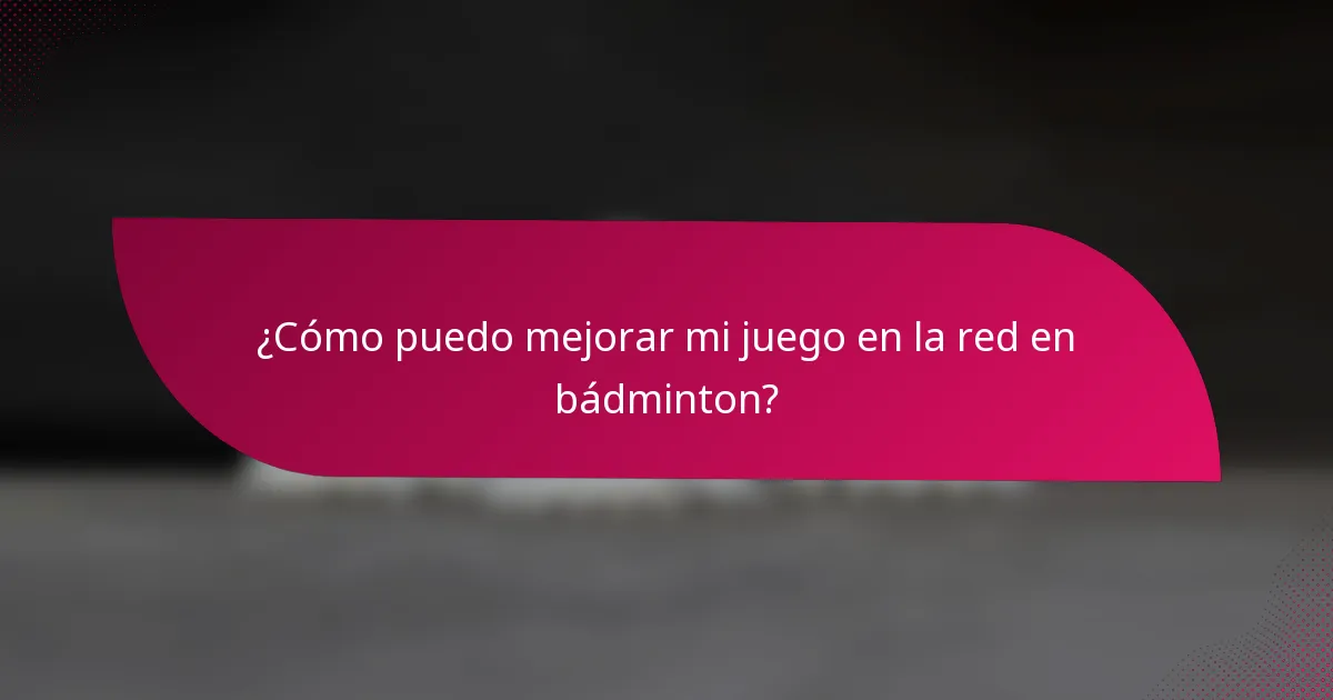 ¿Cómo puedo mejorar mi juego en la red en bádminton?