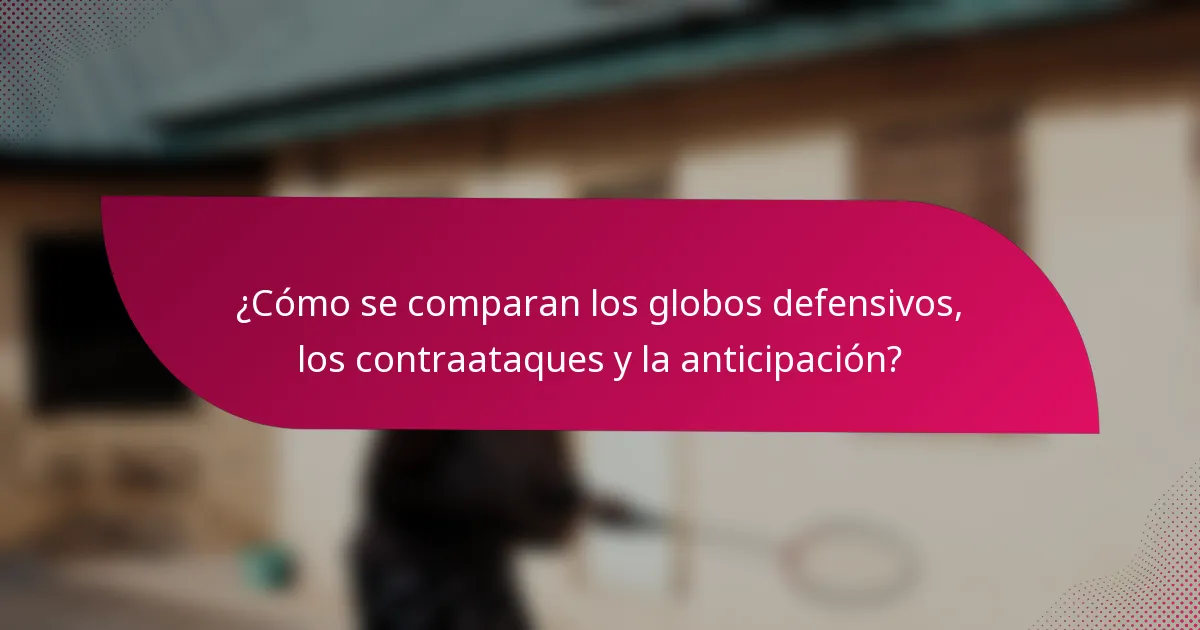 ¿Cómo se comparan los globos defensivos, los contraataques y la anticipación?