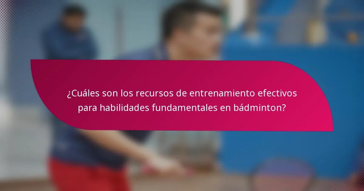 ¿Cuáles son los recursos de entrenamiento efectivos para habilidades fundamentales en bádminton?